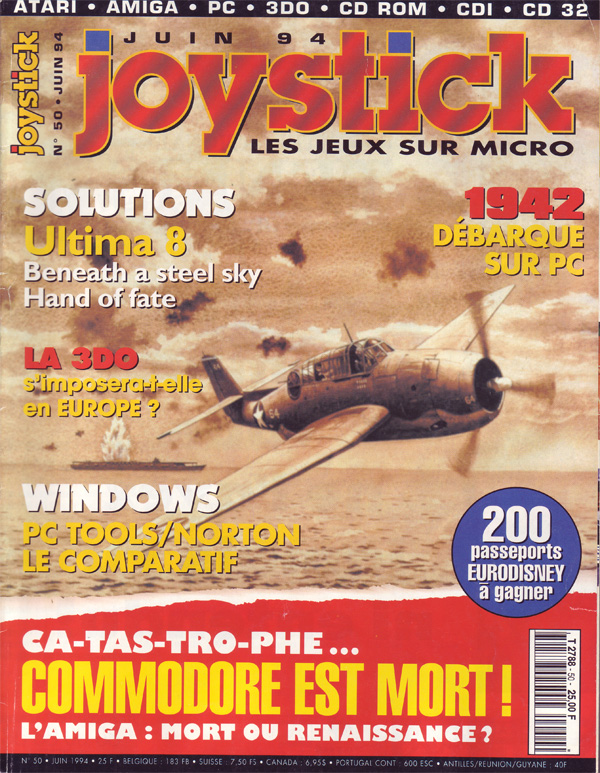 La Une du magazine Joystick annonçant la mort de Commodore (juin 1994)