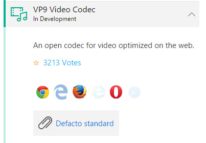 Le support du codec Video VP9 est déjà en développement dans Microsoft Edge