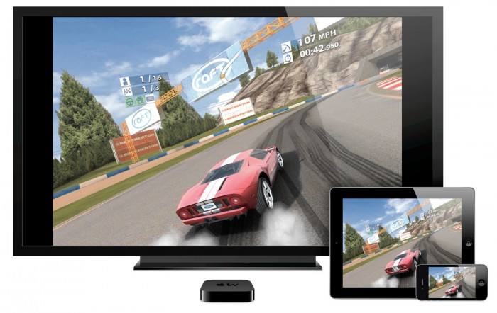l'iPad peut être utilisée avec une Apple TV pour diffuser des jeux sur une télévision