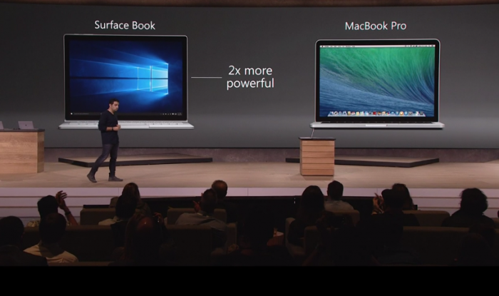 Le surface Book est annoncé deux fois plus rapide que le MacBook Pro d'Apple