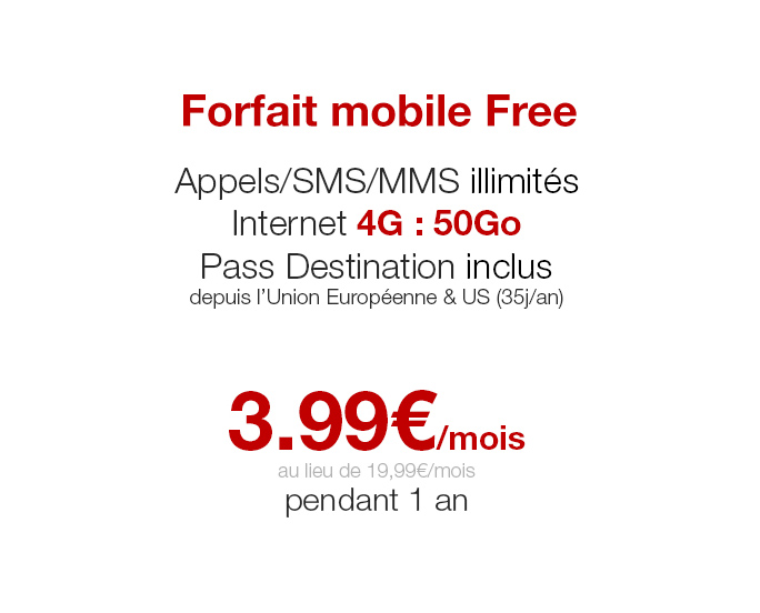 Le forfait Mobile Free et ses 50Go de données