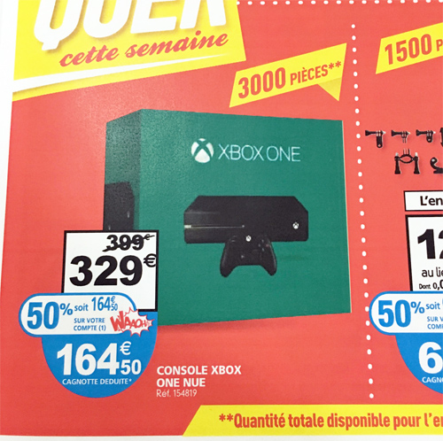 Acheté une Xbox One à 329€ et bénéficiez de 164€ offerts sur votre carte Auchan