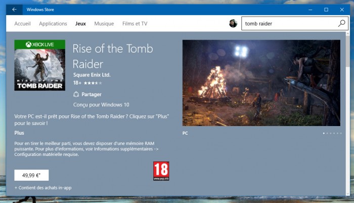 Rise of the Tomb Raider: le 1er gros titre à sortir sur le Microsoft Store