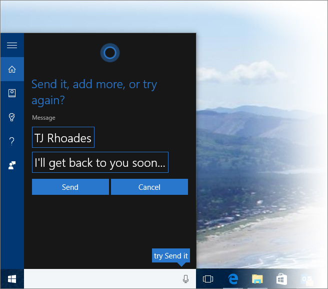 Cortana permet d'envoyer des SMS depuis Windows 10