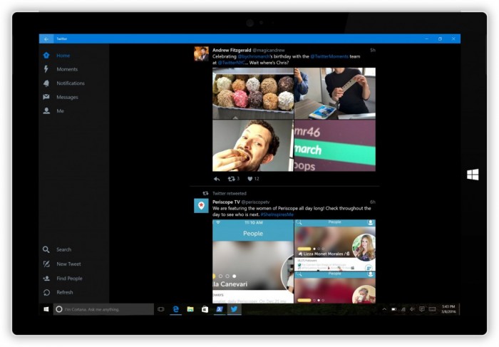 La dernière version de Twitter pour Windows 10 supporte le thème dark