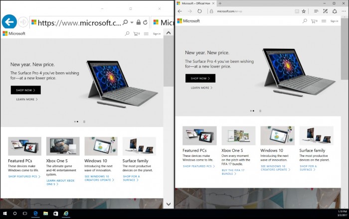 A gauche: Internet Explorer s'emmêle les pinceaux et la barre d'adresse est anormalement grande