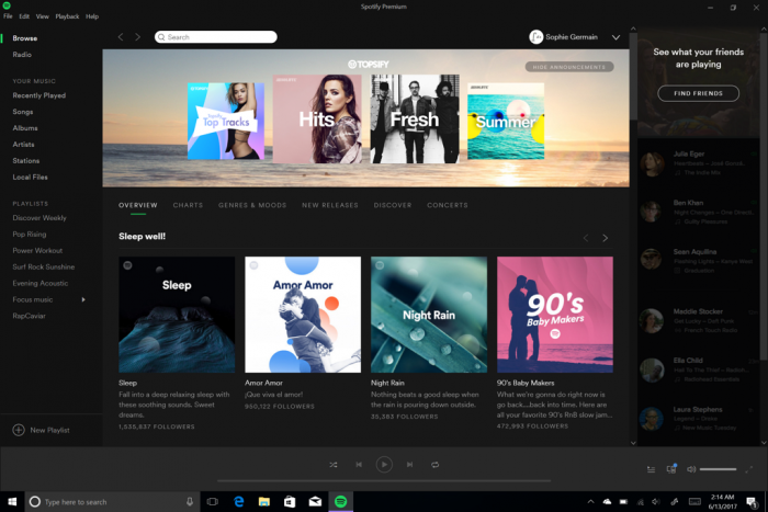 Spotify est une des rares applications de qualité du Windows Store