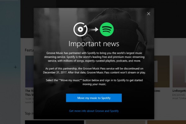 Les utilisateurs de Groove sont invités à migrer vers Spotify