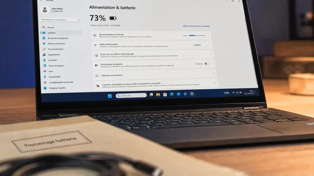 Afficher pourcentage batterie windows phone sur Windows 11 : réglages et apps