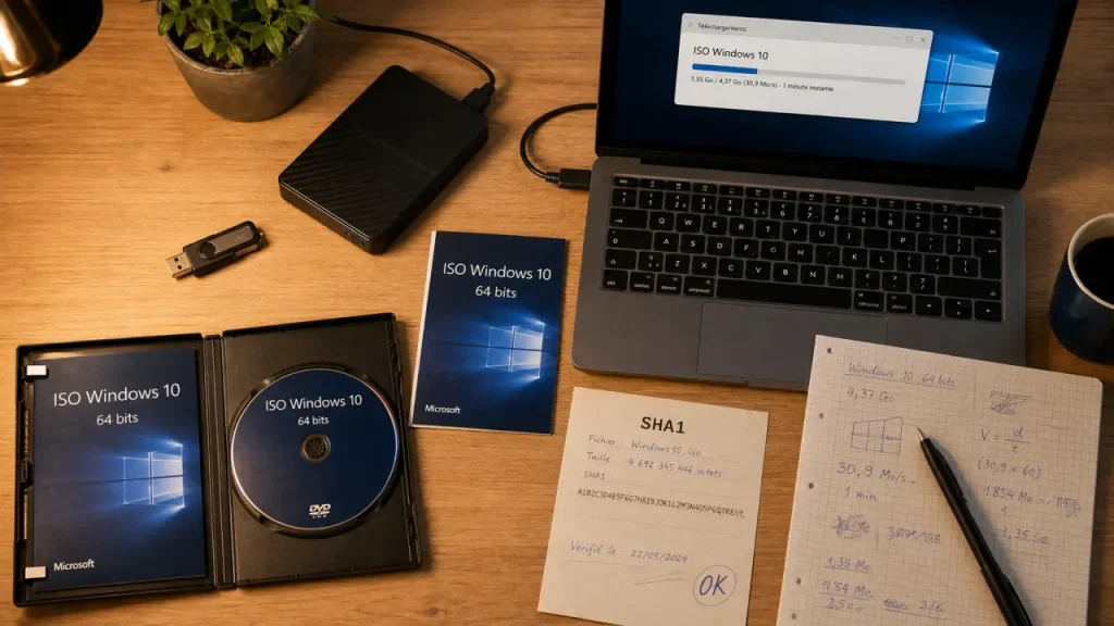 telecharger windows 10 iso 22H2 64 bits : vérifier SHA1