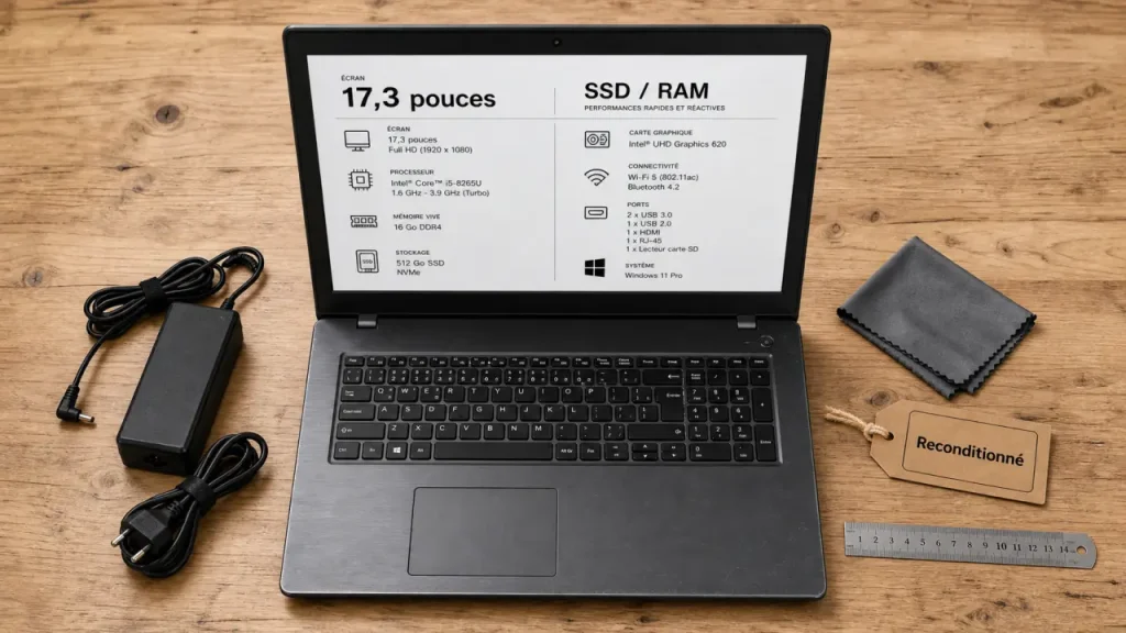 Ordinateur portable reconditionné 17 pouces : grand écran et SSD/RAM