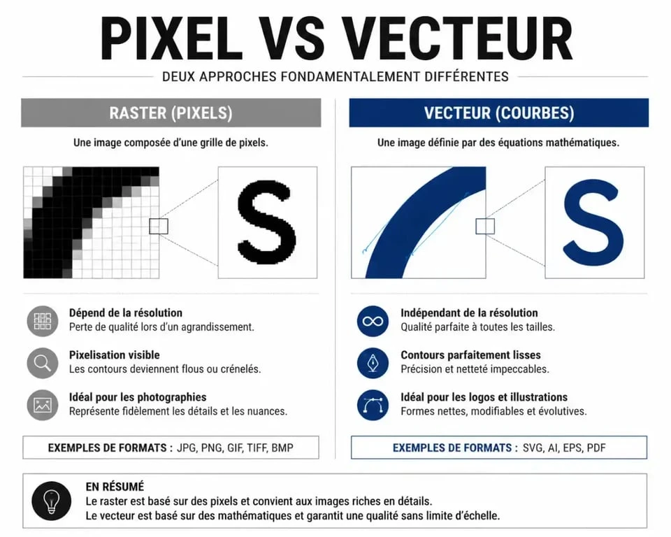 Comparaison entre dessin matriciel bitmap et dessin vectoriel pour tablette graphique