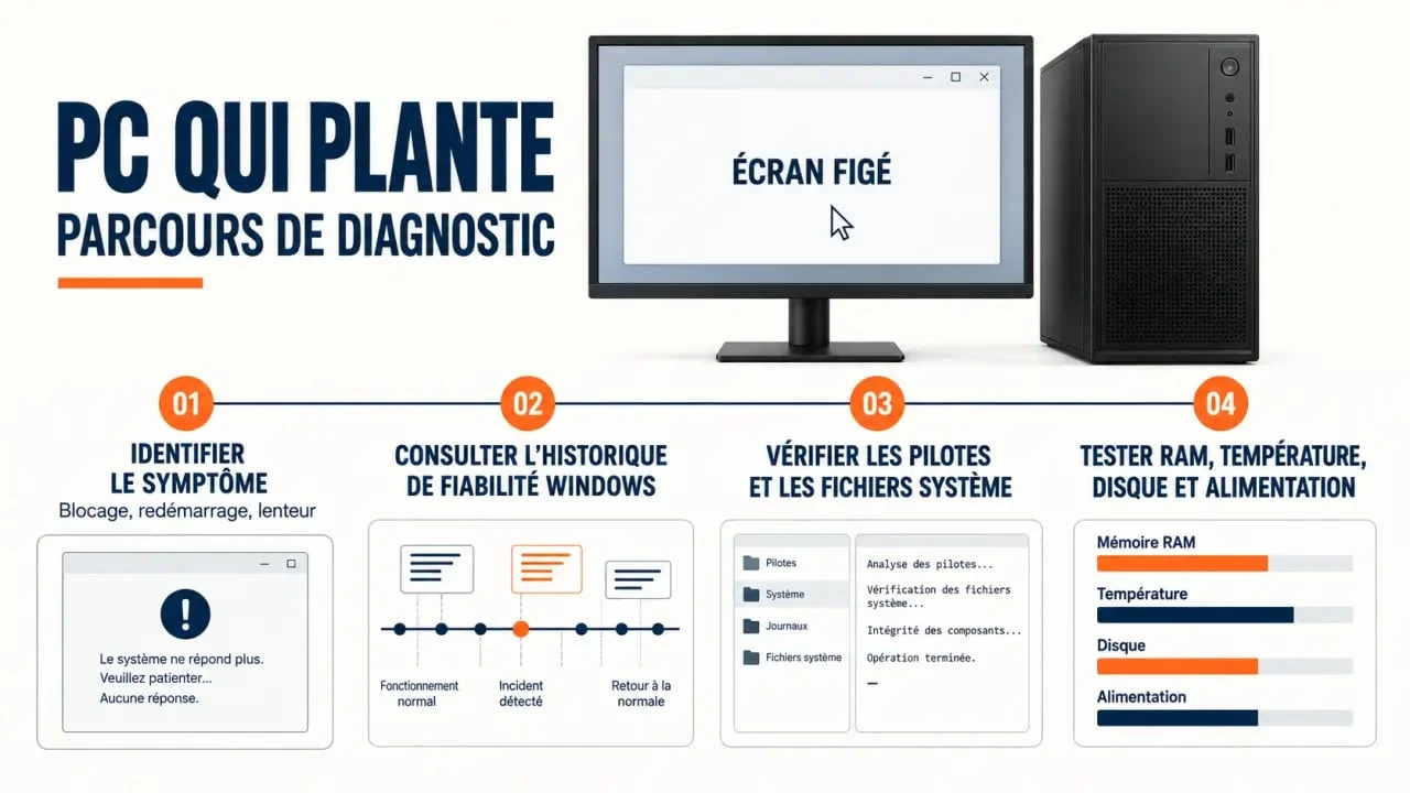 Schéma de diagnostic pour savoir pourquoi mon pc crash