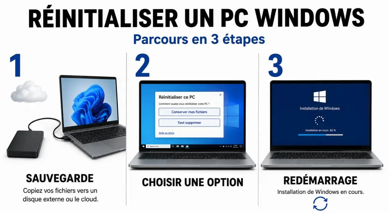 Comment réinitialiser son PC sous Windows en 3 étapes visuelles