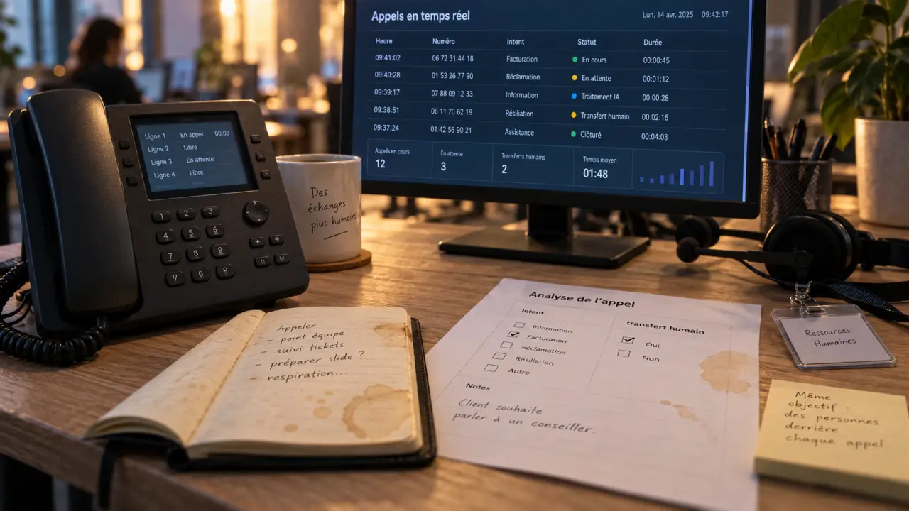 Agent vocal IA : téléphone pro et transfert humain