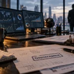 Logiciel analyse de données : tableau de bord sur écran au bureau